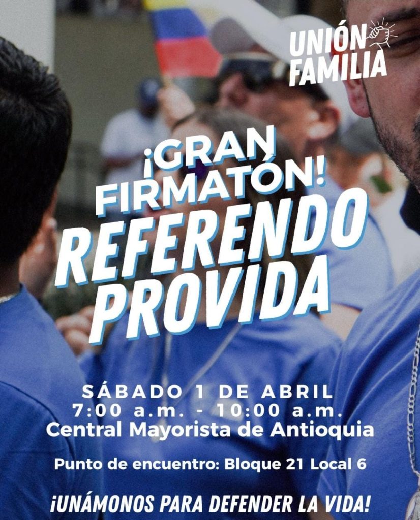 Flyer de invitación a firmatón en la Central Mayorista de Itagüí. 